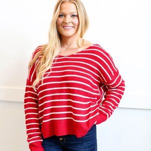Evan Red Striped Sweater